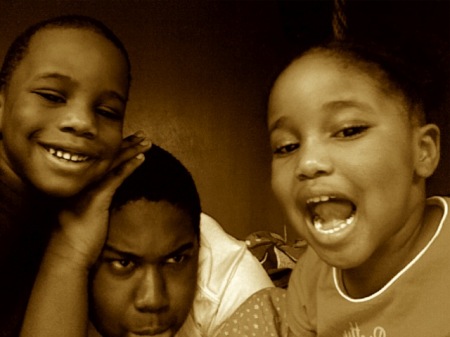 Justin, Xavier and Cherish, my kids being silly as always!!!!