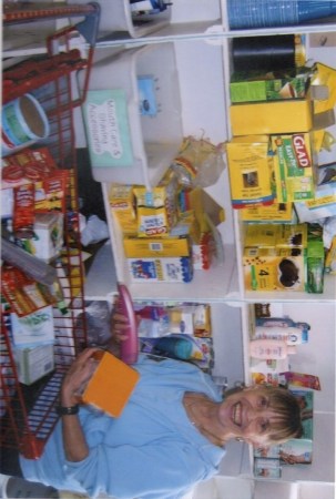 Kay working at the food bank