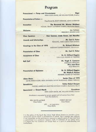 1970 Graduation Program - page 2