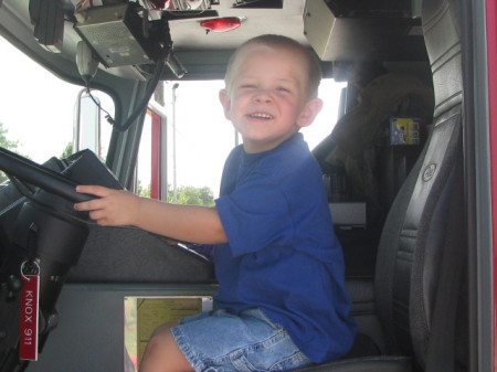 Alex in the firetruck!