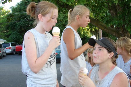 Sarah enjoying her treat with her team after they won 1st place in tourney!