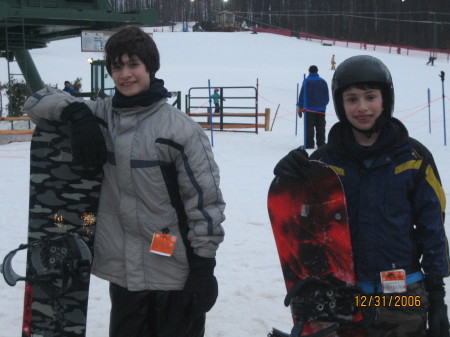 Our boys snowboarding at Boyne