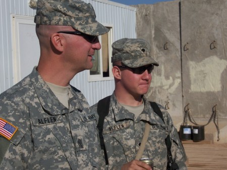 My son Derek and I in Iraq Nov 06