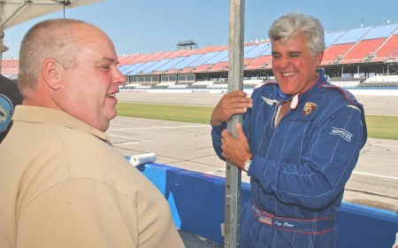 Clowning around with Jay Leno at Talladega