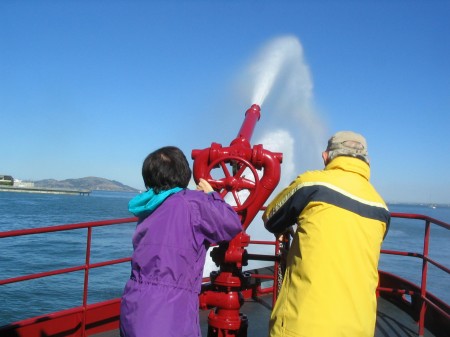 shooting the "cannon" on a SF Bay fireboat