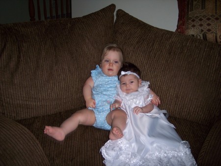 Emilee's blessing day with her sister Isabella