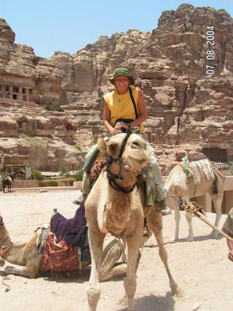 Riding a camel in Petra