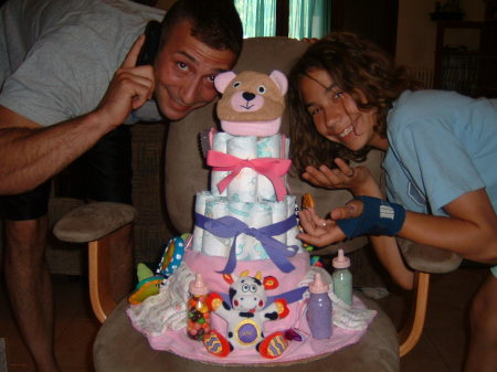 Me and my beautiful daughter helping make a diaper cake