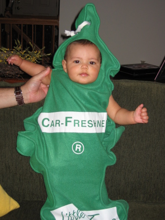 Courtney as a Car Air Freshener for Halloween