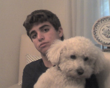 Son Adam circa 2006 with one of our 2 Bichon Frises