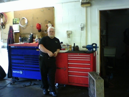 At work in front of my tool boxes