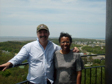 Cynthia and I at the top of Currituck Lighthouse