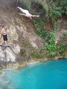 Matt cliff diving on mission trip in Mexico