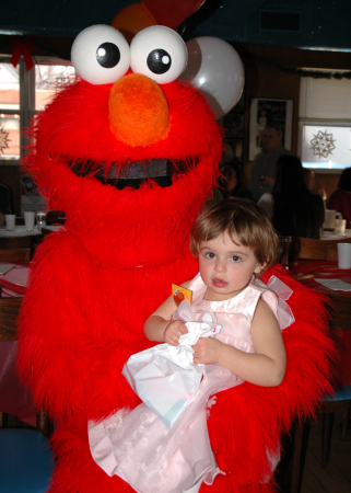 Hannah on her 2nd Birthday with Elmo.