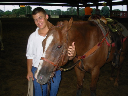 Stepson Jordan with His Ride ... a Horse Names Sugar!