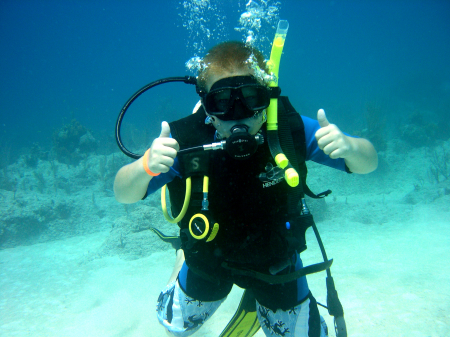 Dylan diving in Turks and Caicos