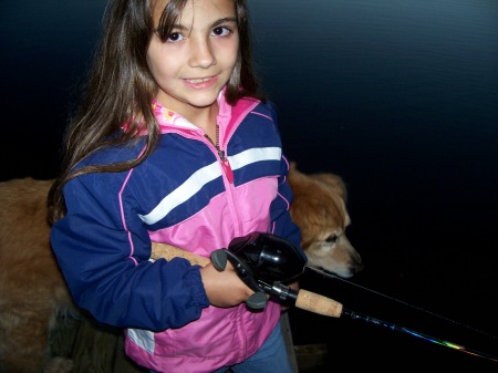 Norah and Bailey fishing