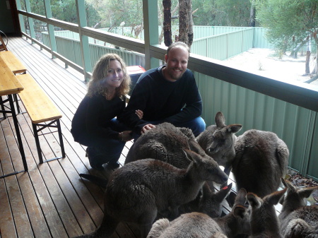 Jen and I petting kangaroos