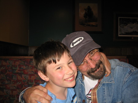 Husband and son clowning around