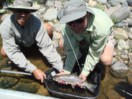 The hubby, Bill, in action (with a client) as a fly-fishing guide