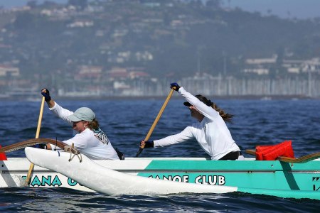 Sherri Paddling with Dana Outrigger