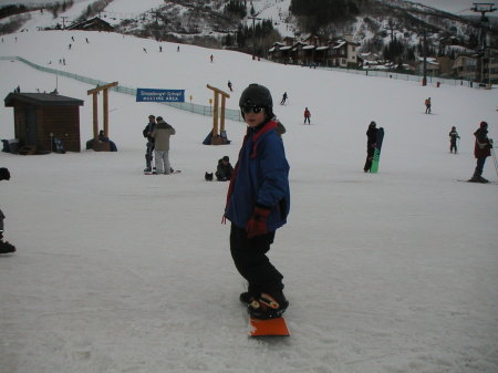 My boy snowboarding