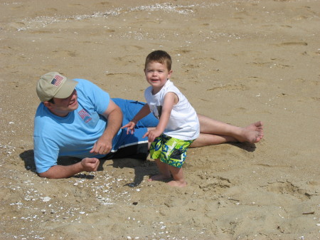 my husband joey and son nicolas at the beach