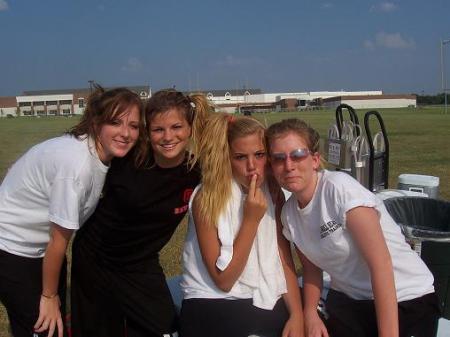 Heather Adams (far left) and her fellow athletic treiner friends outisde Rockwall Heath High School