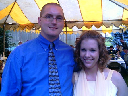 My husband and I at a friend's wedding