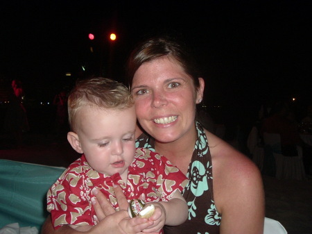 My son and I in Cancun