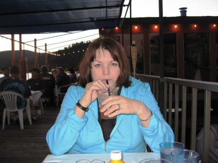 Enjoying ice tea on vacation at Lake Tahoe, 7/07