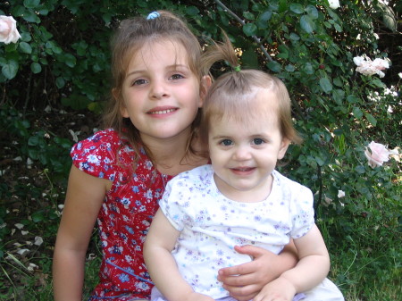 Madeline and Sophia in the back yard