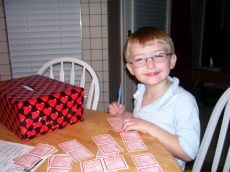 My little guy preparing Valentines 2006