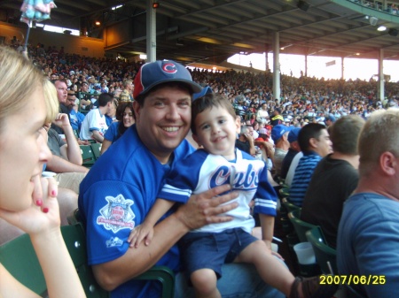 Husband of and son (David, 2) Cubs game 6/07