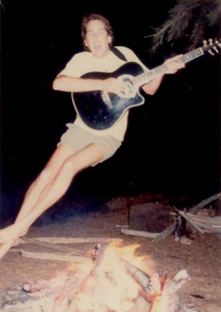 Hopping over fire at beach party - Hawaii - 1989