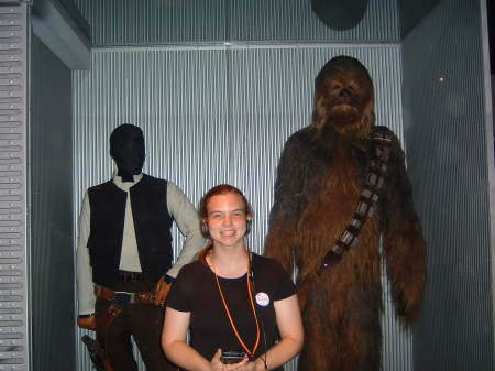 Kimberly with her friends at the Star Wars exhibit at the Museum 8-12-07