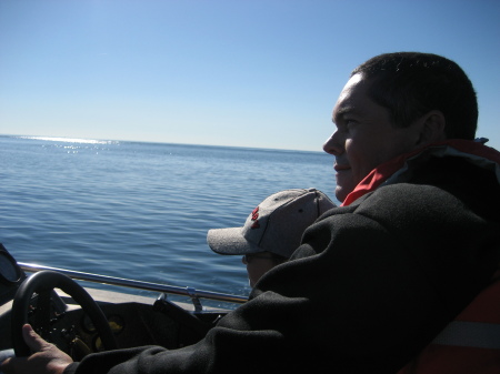 Boating with my nephew on Lake Ontario