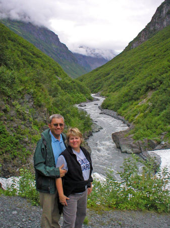 Terri and myself walking Mineral Road, Valdez Alaska