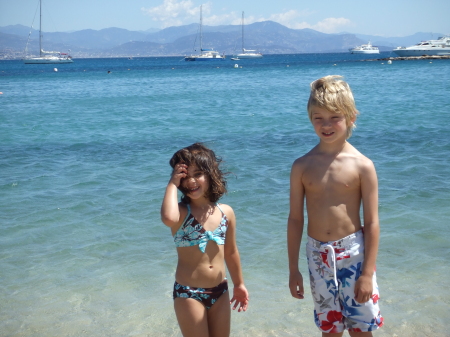 Kate and Zack at the beach in Antibes, France.