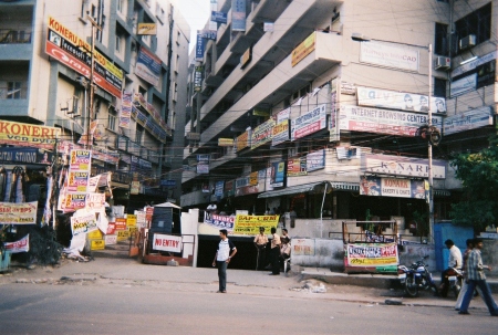 Street sceen outside office in India