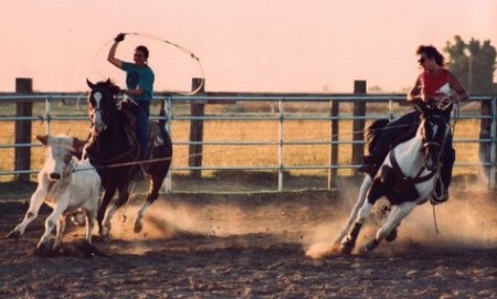 Still team roping.