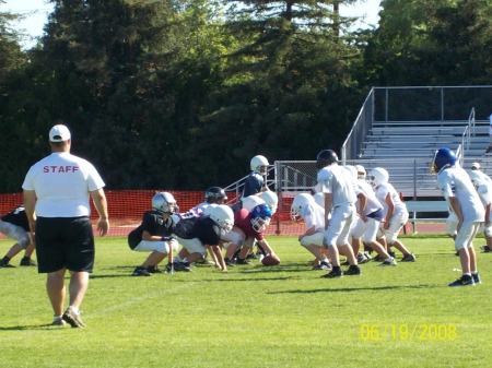 Son Don at center FB camp Menlo College