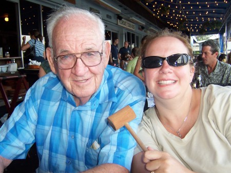 Since everyone is asking how my dad is . . . . . . . . he is fine (89 years old).  This is he and I at The Rustic Inn Crab Restaurant in South Florida.