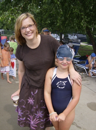 Sarah with our little swim champ