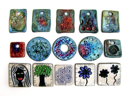 Raku Beads, Pendants and Pottery