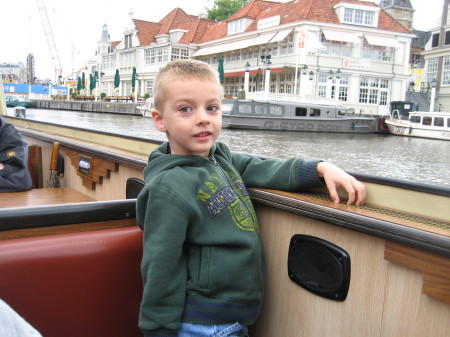 Eric enjoying an Amsterdam canal boat ride