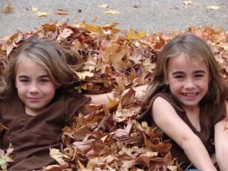 girls in leaves