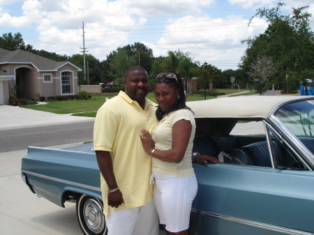 my lovely wife and me chill'in by my '63 oldsmobile