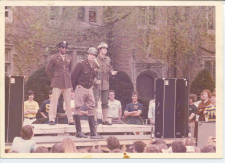 Doing our General Patton imitation, Notre Dame, Spring, 1976.