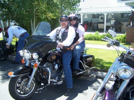 My Hubby Ken and I on the Harley